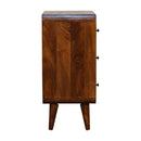 Solid Wood Mini Curved Chestnut Chest, 3-Drawer, Nordic Legs