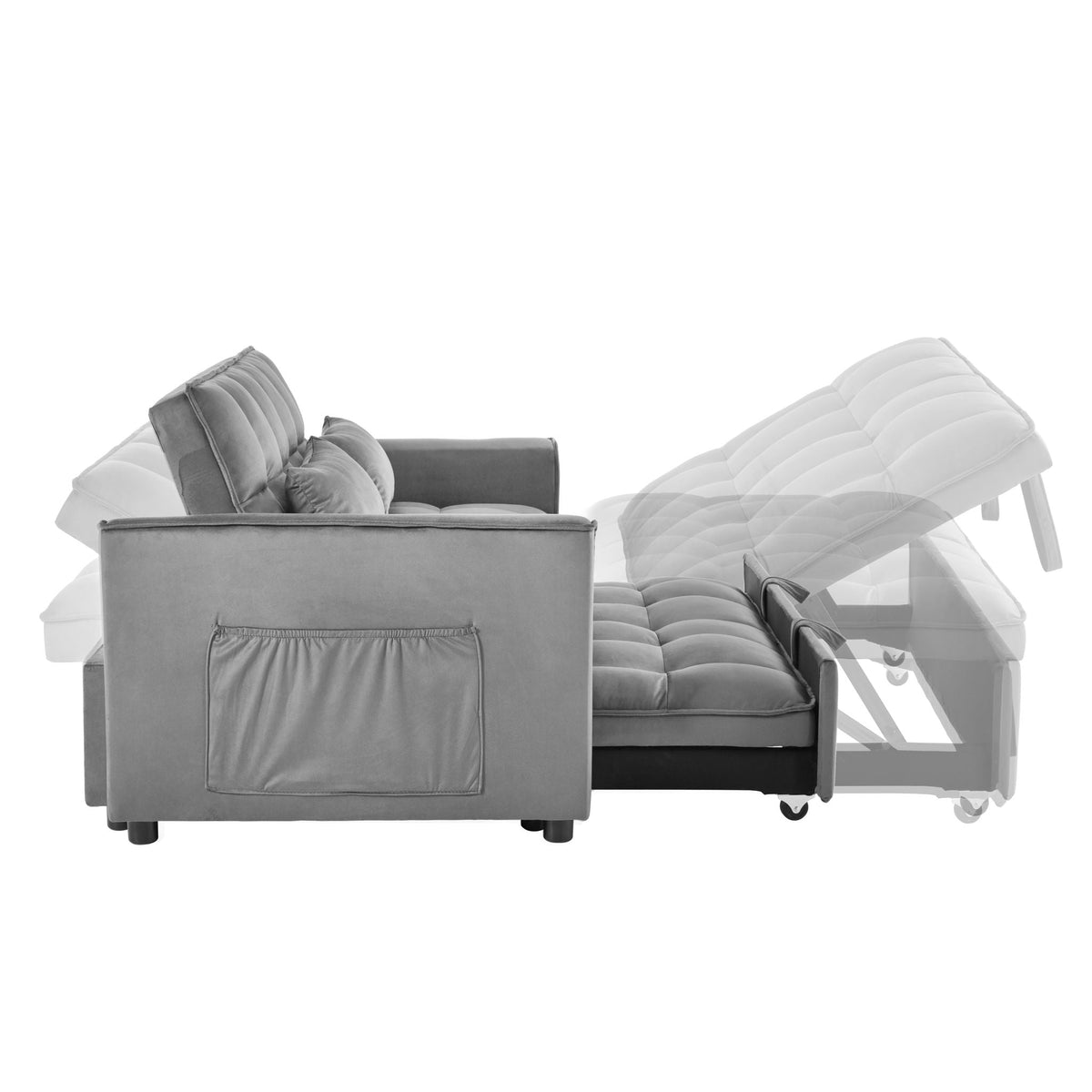 3 In 1 Pull Out Couch Convertible Sofa Bed With Reclining Backrest, photo 33 of 35