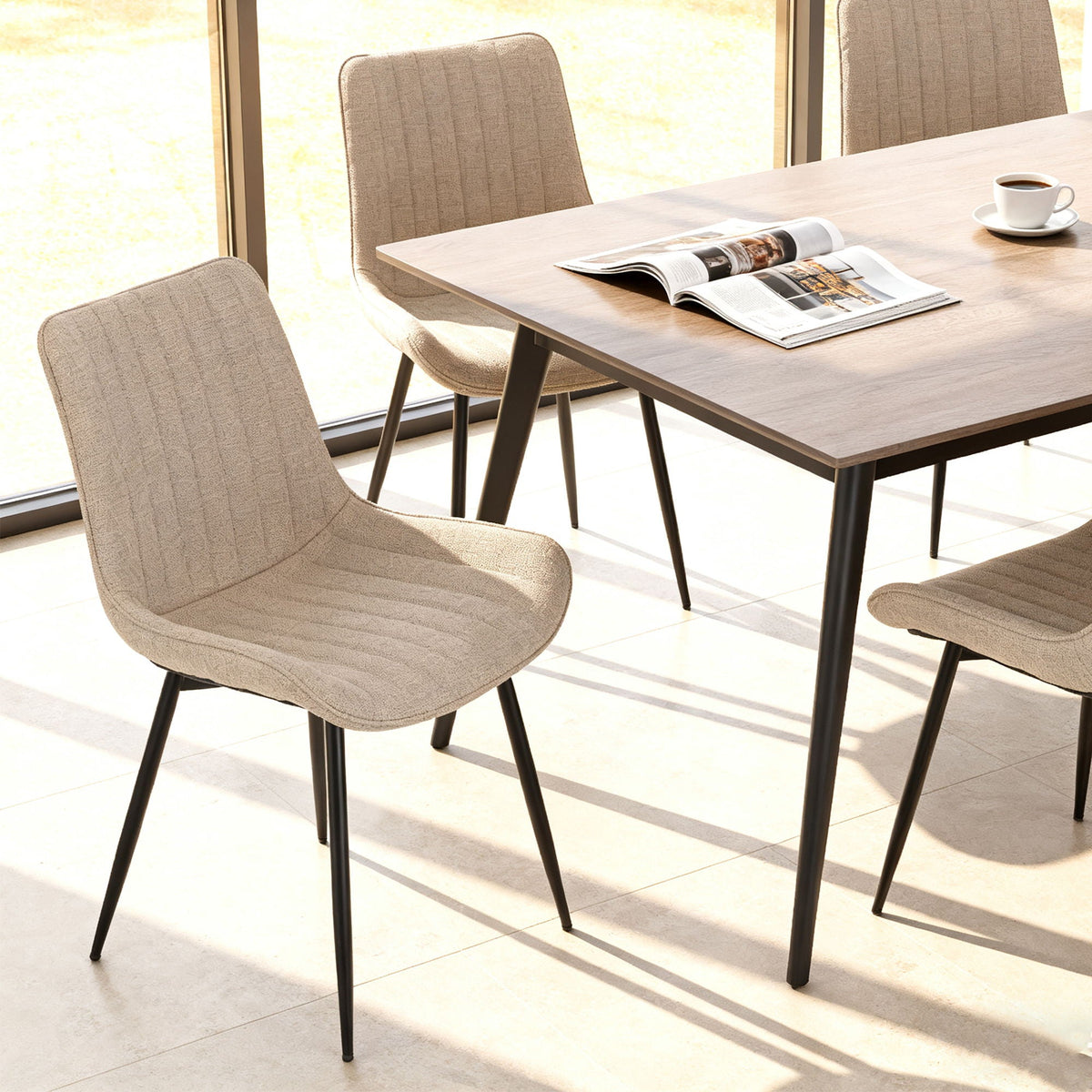 Dining Chair Set With Padded Backrests (Set of 4) - Beige, photo 7 of 7