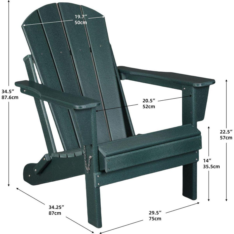 Folding Adirondack Chair, Relaxing Stackable Arm Rest Ergonomic HDPE All-Weather Adirondack Chair