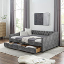 Upholstered Tufted Daybed With Drawers, Waved Arms by HouseOfZazla