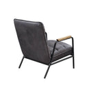 Nignu - Top Grain Leather Matt Iron Accent Chair - Gray by HouseOfZazla