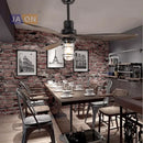GobekUsa Edison Loft Iron Glass Wood Ceiling Fan with LED Light for Foyer Bedroom