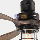 GobekUsa Edison Loft Iron Glass Wood Ceiling Fan with LED Light for Foyer Bedroom