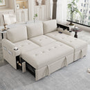 Convertible L Shaped Sofa Couch With Storage, Cup Holders, USB Ports by HouseOfZazla