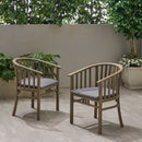 Outdoor Wooden Dining Chairs With Cushions (Set of 2)