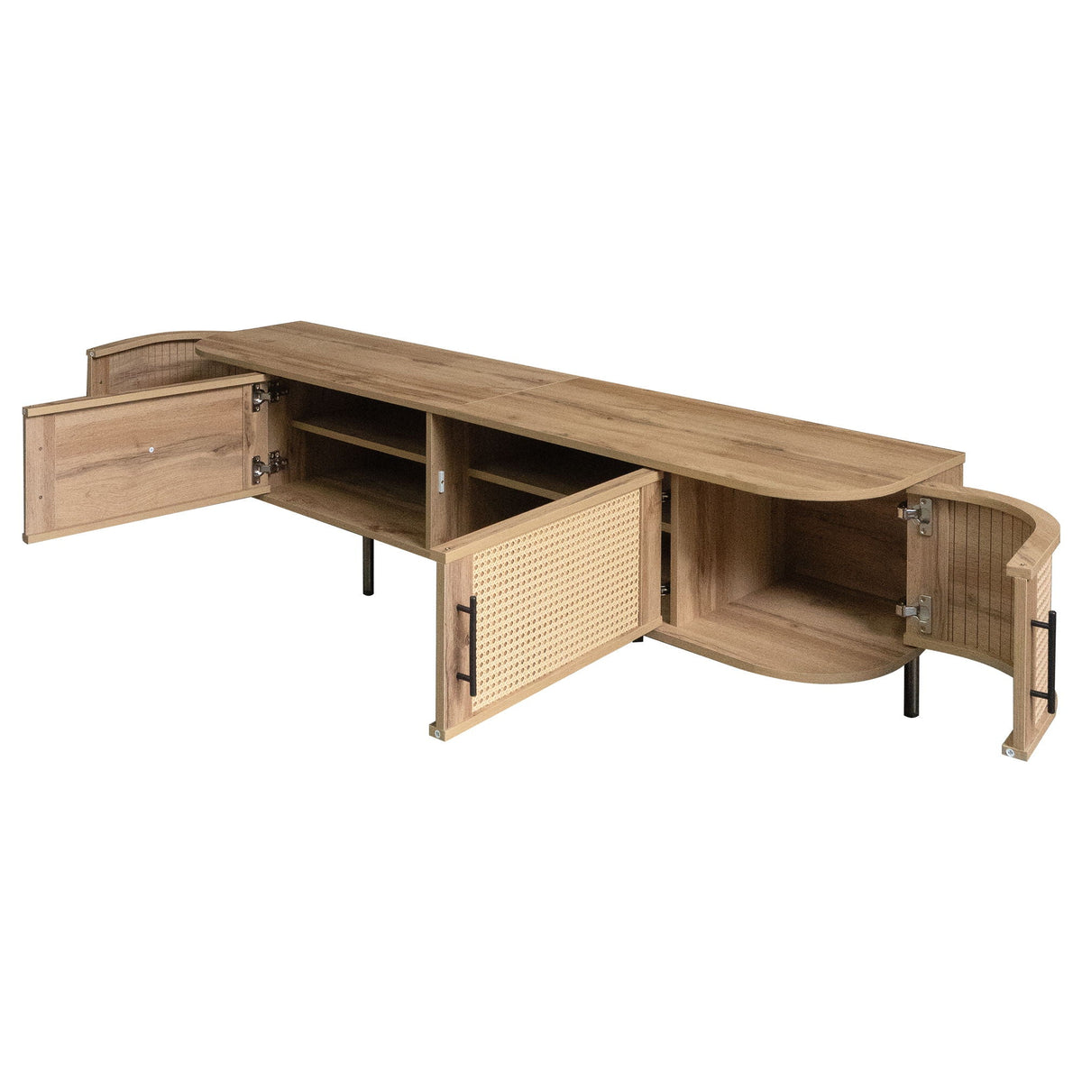 70" TV Stand With Doors, Construction For TVs Up To 80" - Natural Wood, photo 14 of 16