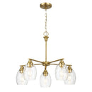 5 Lights Linear Arms With Chain Chandelier - Clear / Gold by HouseOfZazla