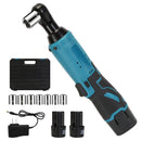 3/8Ó Cordless Electric Ratchet Wrench Set Right Angle Wrench with 2Pcs 1200mAh Batteries and Charger 7 Sockets 400RPM