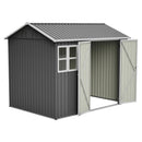 8'x6' Large Steel Storage Shed with Window, Lockable Doors & Sloped Roof, Heavy Duty Outdoor Tool Shed for Garden, Patio, Backyard, Lawn - Dark Gray by Montret