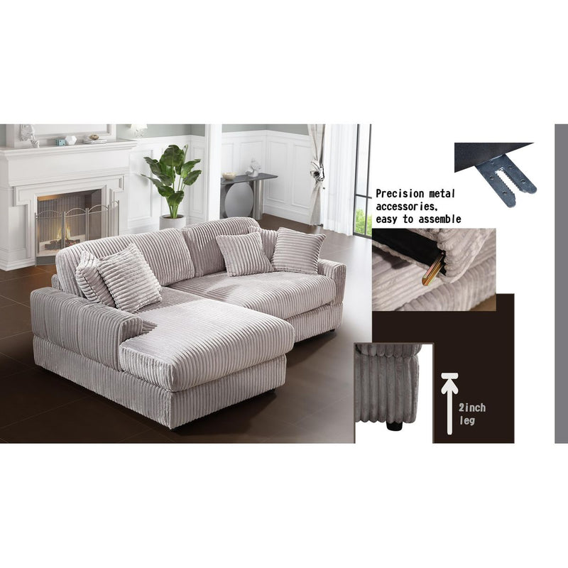 Modern CorduroyCorner sofa Sleeper Sofa Couch With Comfy Deep Seat& 6 Pillows