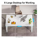 Executive Desk, Large Office Computer Workstation With Thick Frame - White by HouseOfZazla