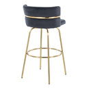 Cinch - Glam / Art Deco Fixed Height Barstool With Swivel With Round Footrest (Set of 2) by HouseOfZazla