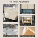 Bathroom Vanity With Ceramic Sink, Floor-Standing Design, Soft-Closing Drawers by HouseOfZazla