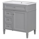 30" Bathroom Vanity with Top Sink, Modern Bathroom Storage Cabinet with 2 Drawers and a Tip-out Drawer, Single Sink Bathroom Vanity