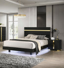 Modern Black 3-Piece Full Size Bedroom Set with LED Lighting