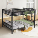 Queen Over Queen Bunk Bed With Ladder And Storage Shelf - Black
