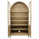 Kailani 4-Door Cane Dining Vitrine Display Cabinet Beige Oak