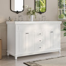 Bathroom Vanity With Double Sinks, 3 Drawers & 4 Doors - White by HouseOfZazla