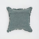 Stonewashed Linen Throw Pillow with Handworked Edges & Fringe - 22x22