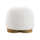 Round Soft Teddy Fabric Upholstered Ottoman With Metal Accents