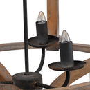 3 Light Wood Drum Chandelier, Hanging Light Fixture With Adjustable Chain For Kitchen, Bulb Not Included - Brown by HouseOfZazla