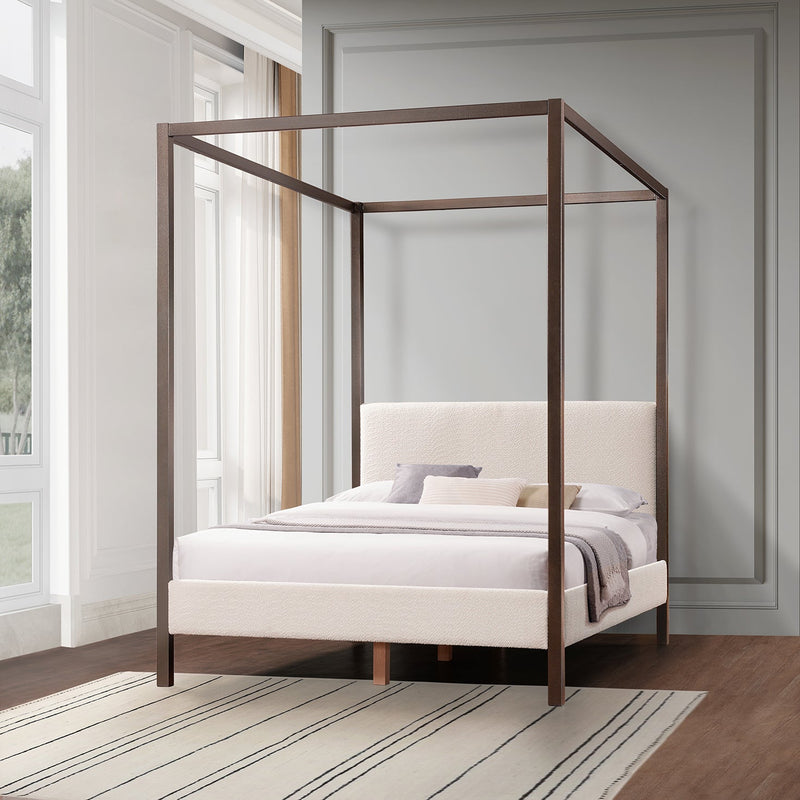 Walker Edison - Pelican Canopy Platform Bed - Pearl White - Queen