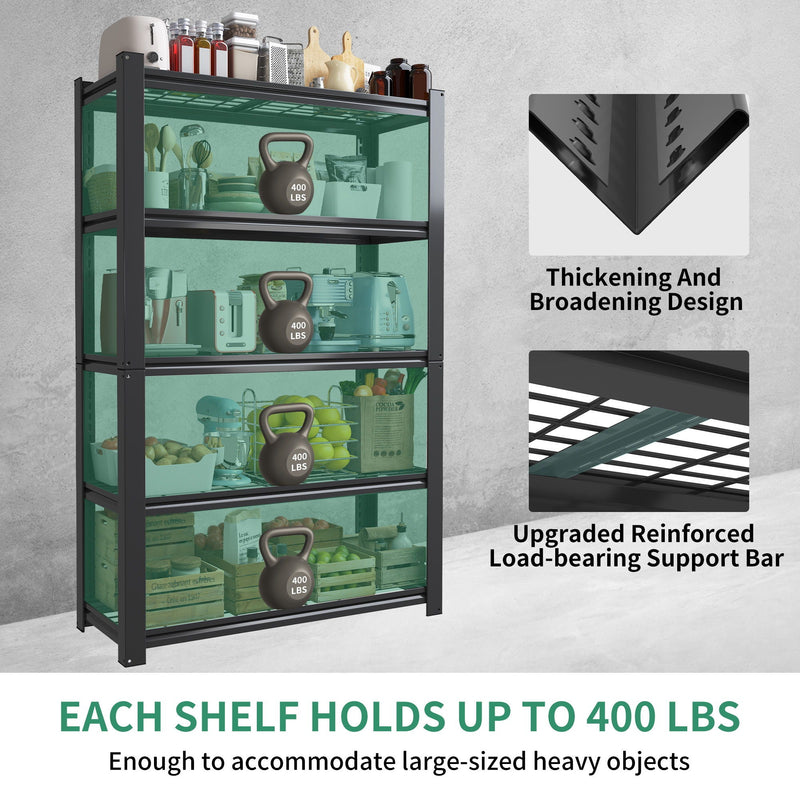 Heavy Duty 5 Tier Adjustable Metal Mesh Storage Rack With 2000 Lbs Capacity - Brushed Nickel, photo 18 of 19
