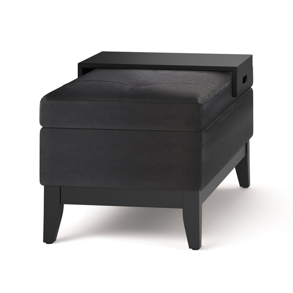 Oregon - Storage Ottoman Bench With Tray - Distressed Black, photo 9 of 9