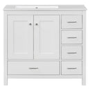 Bathroom Vanity With Ceramic Sink Combo, Abundant Storage Cabinet 2 Soft Close Doors And 5 Drawers