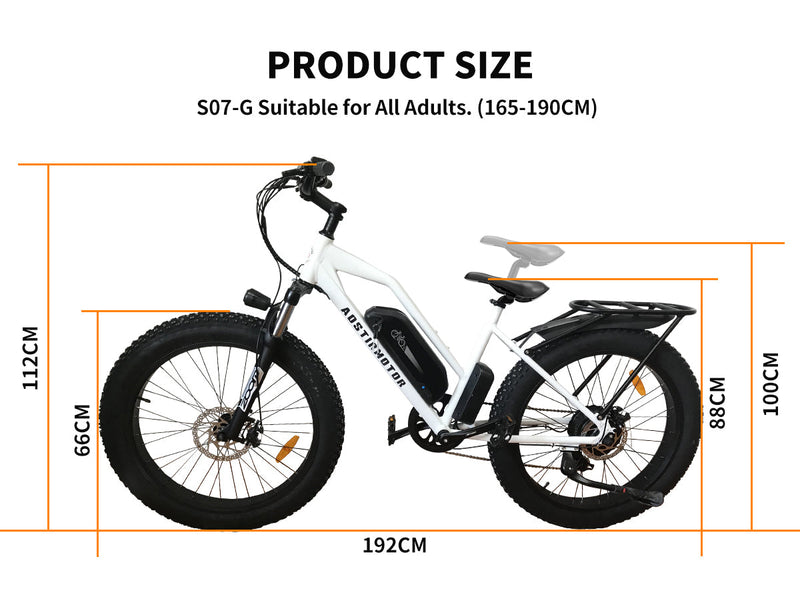 26" 750W Camouflage Electric Bike Fat Tire P7 48V 13AH Removable Lithium Battery for Adults with Detachable Rear Rack Fender (White)S07-G