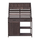 Potting Bench With 5 Drawer Storage And Slatted Back Panel, Garden Workstation - Brown by HouseOfZazla