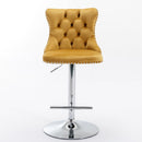 Swivel Barstools Adjusatble Seat Height From 25-33", Modern Upholstered Base Bar Stools With Backs Comfortable Tufted For Home Pub And Kitchen Island (Set of 2)