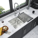16 Gauge Undermount Double Bowl Kitchen Sink With 9" Deep Bowls - Brushed Nickel by HouseOfZazla