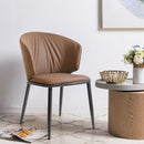 Accent Coffee table Chair with Metal Legs Set of 2, PU Leather Chair for Coffee Room, Living Room, Rest Room (Brown)