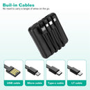10000mAh Portable Charger Power Bank External Battery Pack w/ 4 Built-in Cables w/ LED Flashlight