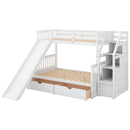 Bunk Bed With Storage Staircase, Slide, Desk, Drawers, And Shelves by HouseOfZazla
