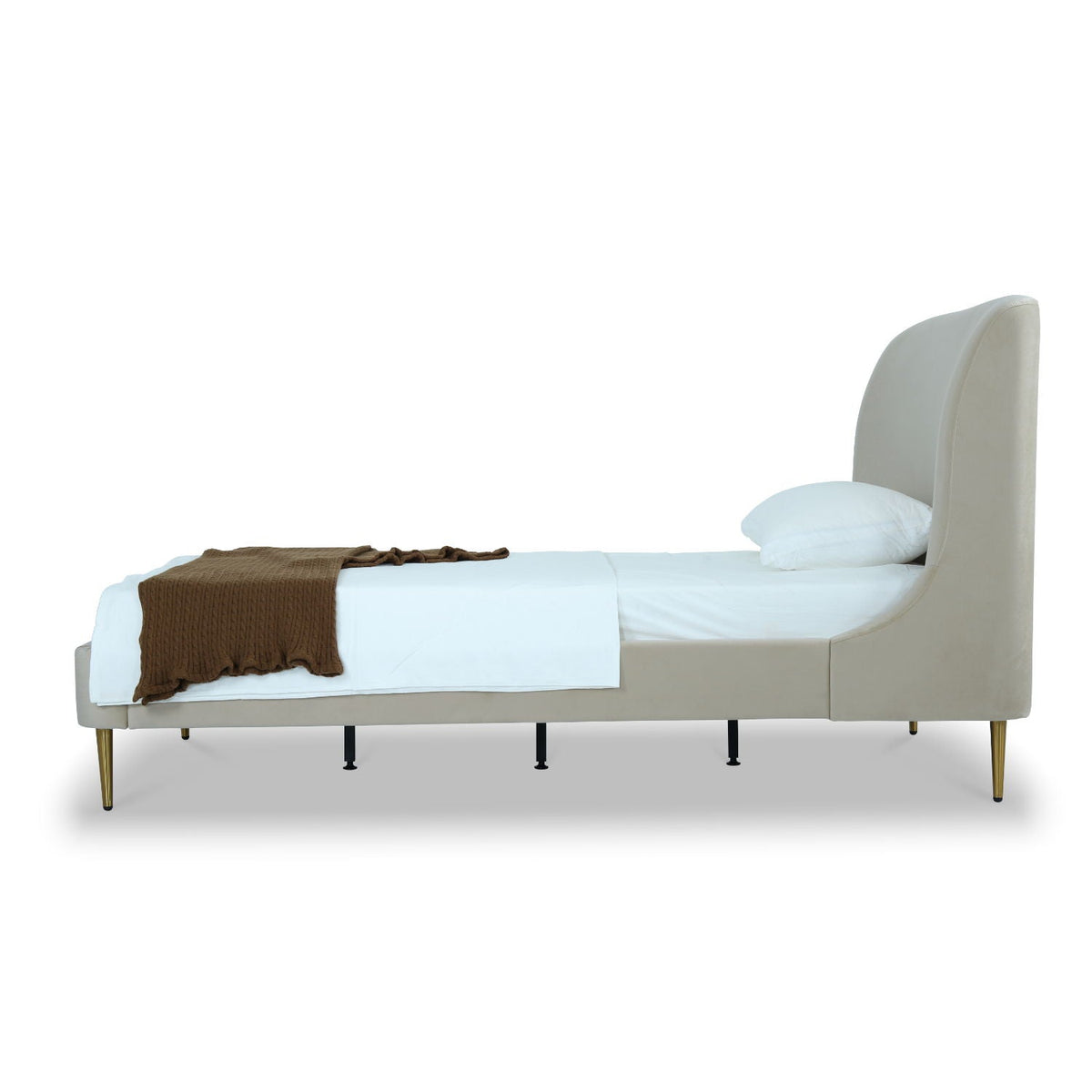 Mid-Century Modern Upholstered Bed With Curved Headboard, photo 40 of 40
