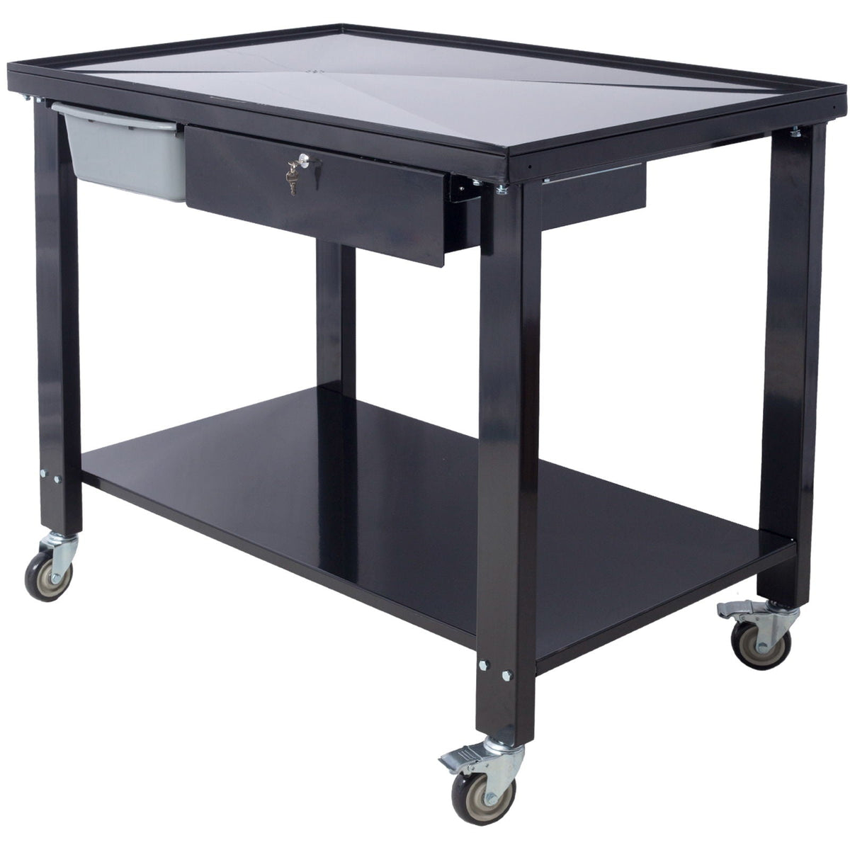 Transmission Teardown Work Station 1 / 2 Ton Capacity Sloping Drain Table Locking Drawer Removable Drain Basin Full-Width Lower Shelf Four 4" Caster Wheels, photo 32 of 36