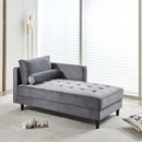 64" Velvet Chaise, Mid-Century Modern Chaise Furniture, Sleeper for Living Room, Apartment, Tool-Free Assembly. (Gray)