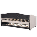 Upholstered Daybed Sofa Bed With Trundle Bed And Wood Slat by HouseOfZazla