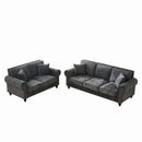 Modern 3 And 2 Seater Sofa With Rolled Arms, Tufted Upholstered Couch by Unique Piece Furniture