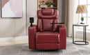 270 Degree Swivel PU Leather Power Recliner Individual Seat Home Theater Recliner with Comforable Backrest, Tray Table, Phone Holder, Cup Holder, USB Port, Hidden Arm Storage for Living Room, Red