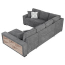 U-Shaped Sectional Sofa Pull-Out Sofa Bed With Two USB Ports, A Storage Chaise Lounge And Four Back Pillows For Living Room by HouseOfZazla