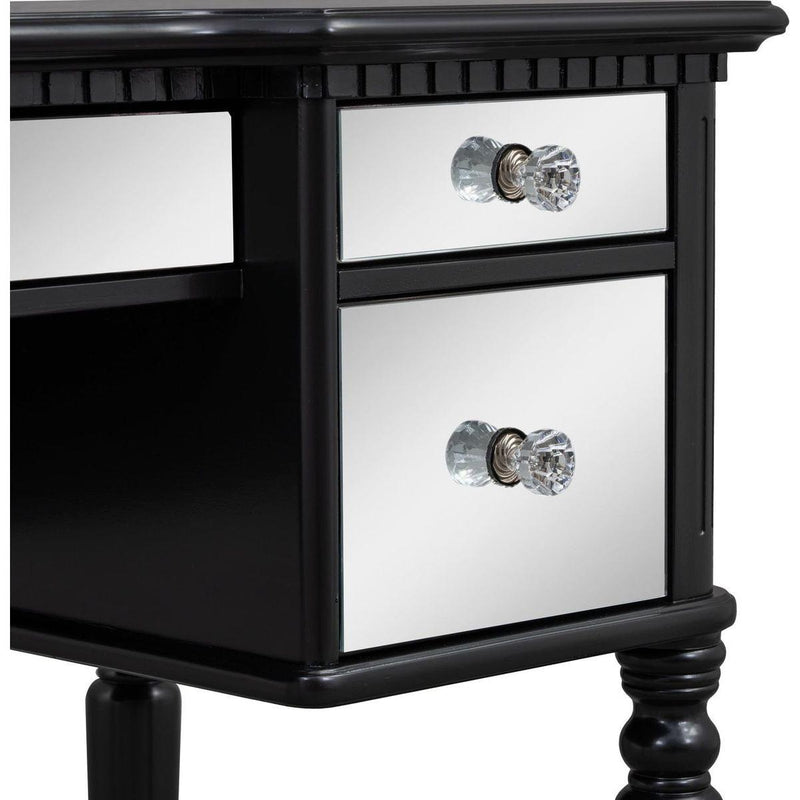 43" Dressing Table Set with Mirrored Drawers and Stool, Tri-fold Mirror, Makeup Vanity Set for Bedroom, Black