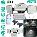 2 Pack Solar Powered Wall Lights IP44 Waterproof Motion Sensor Lamps with Separate Solar Panel 4 Adjustable Heads 333Pcs Beads 120¡ Sensing Angle Remo