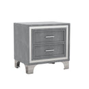 3-Pieces Bedroom Sets,Queen Size Upholstered Platform Bed with LED Lights and Two Nightstands-Gray