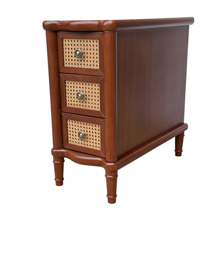 Rattan Narrow Side Table with 3 Drawers, photo 6 of 9