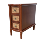Rattan Narrow Side Table with 3 Drawers