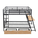 Full Size Bunk Bed With Built In Desk, Light, And 2 Drawers - Black by HouseOfZazla